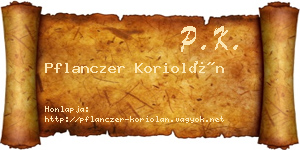 Pflanczer Koriolán névjegykártya